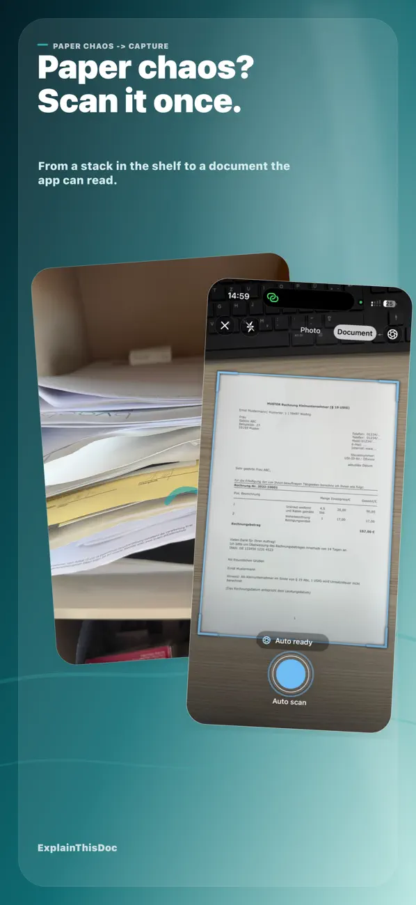 Image de l’App Store : scannez une fois le chaos papier.