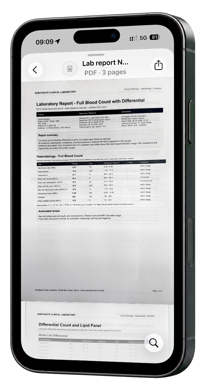 Current app view showing an explanation linked to the original document.