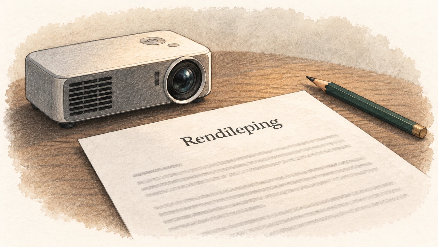 Illustratsioon: rendileping, taustal projektor.