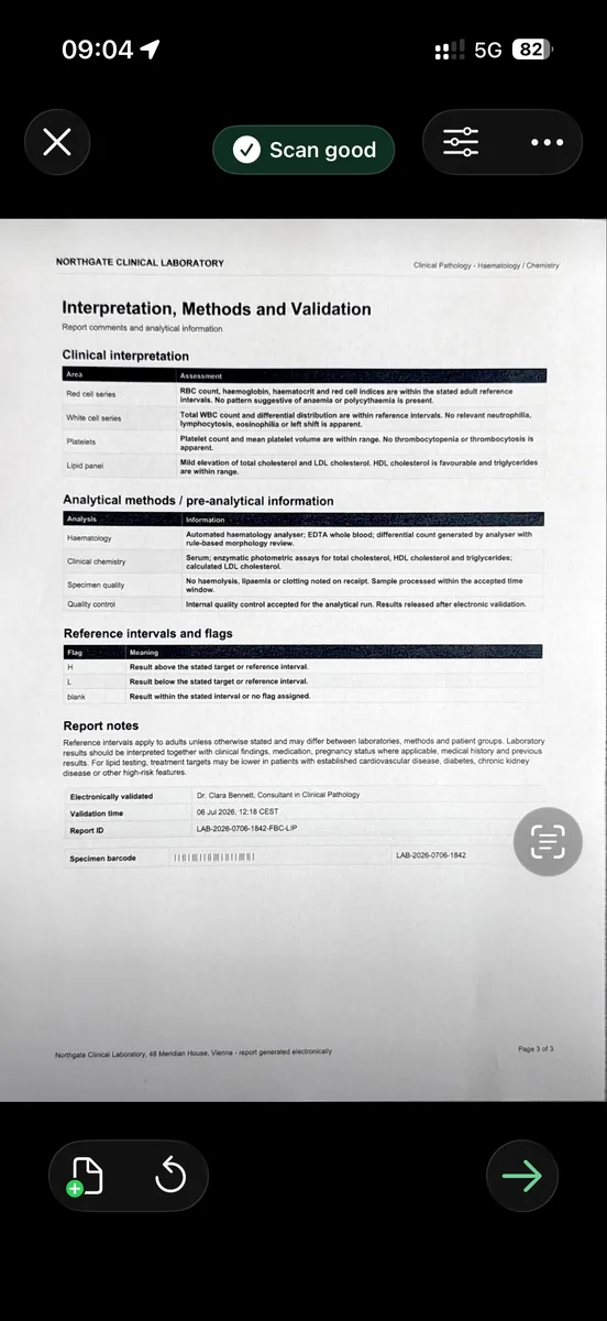 Un rapport numérisé est vérifié dans ExplainThisDoc avant l'importation.