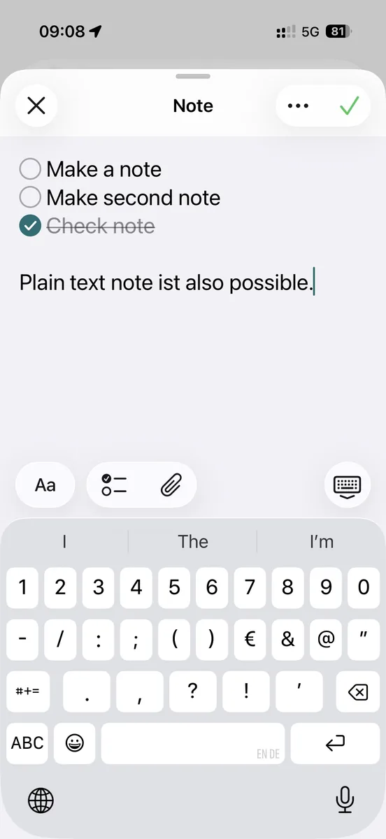 Une note avec une liste de contrôle et du texte libre est ajoutée à ExplainThisDoc.